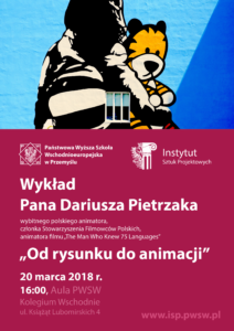 Zapraszamy na wykład Dariusza Pietrzaka „Od rysunku do animacji”