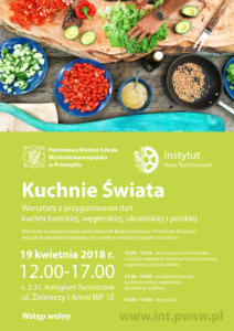 Kuchnie świata w PANS – zapraszamy na warsztaty – wstęp wolny!