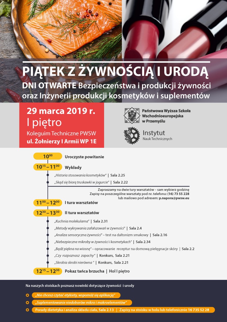 Zapraszamy na „Piątek z żywnością i urodą” – dni otwarte w Instytucie Nauk Technicznych PANS