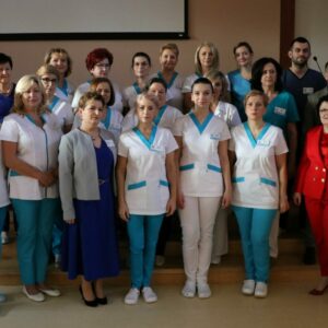 Pracownicy Zakładu Pielęgniarstwa w auli