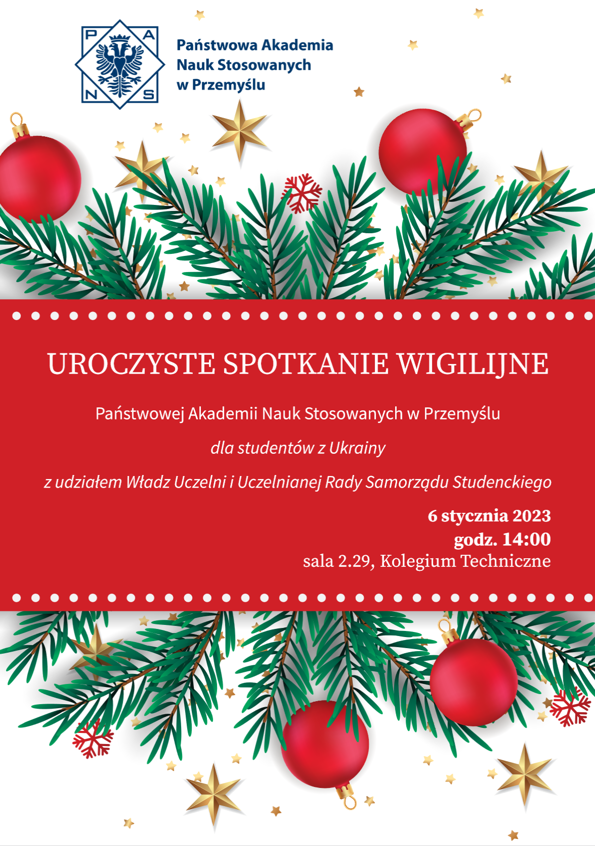Spotkanie wigilijne dla studentów z Ukrainy