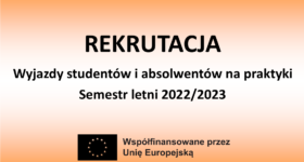 REKRUTACJA dla studentów na praktyki w ramach programu Erasmus+ semestr letni 2022/2023