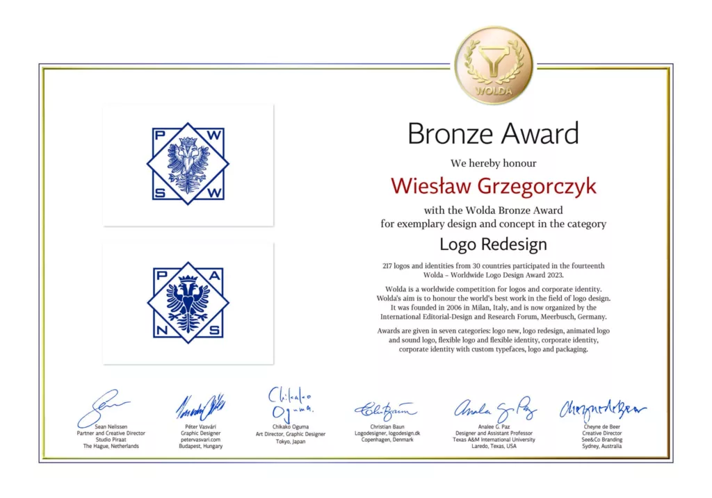 dr hab. Wiesław Grzegorczyk, prof. PANS nagrodzony w konkursie Worldwide Logo Design Award