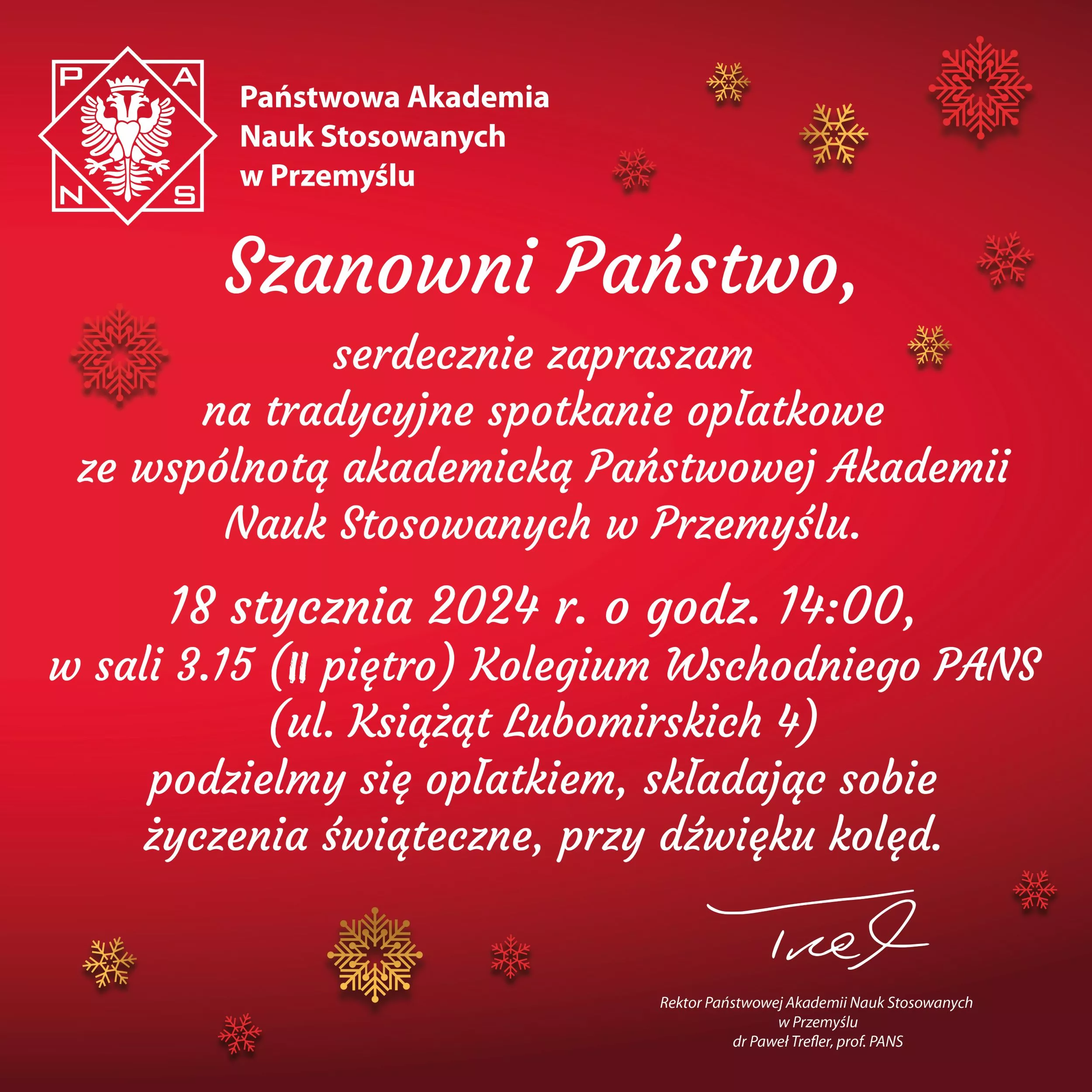 Zaproszenie na SPOTKANIE OPŁATKOWE
