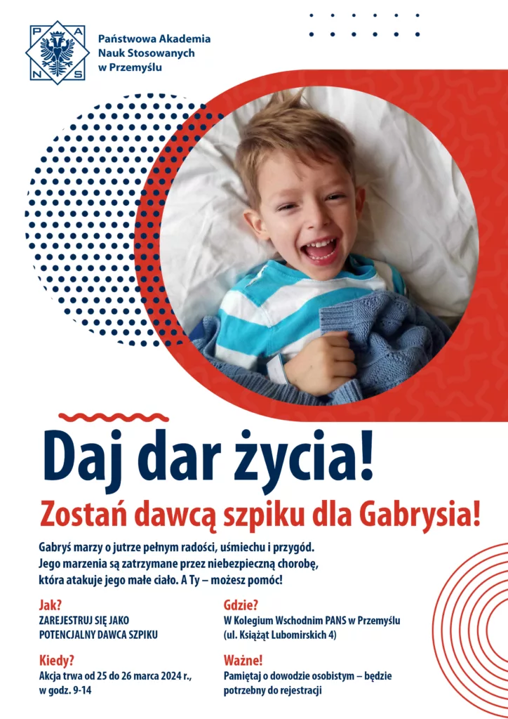 Daj dar życia! Zostań dawcą szpiku dla Gabrysia!