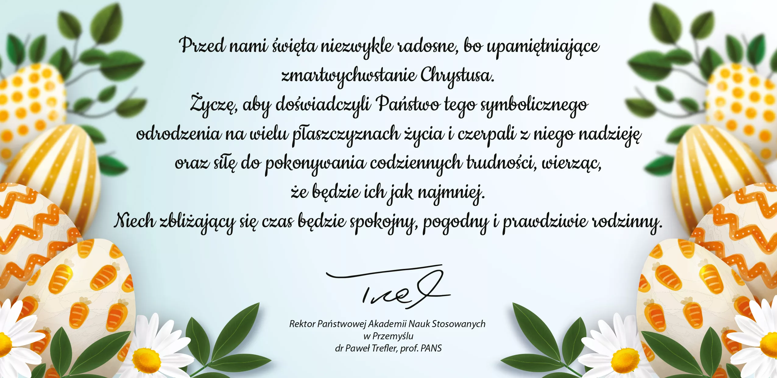 Wielkanocne życzenia JM Rektora PANS