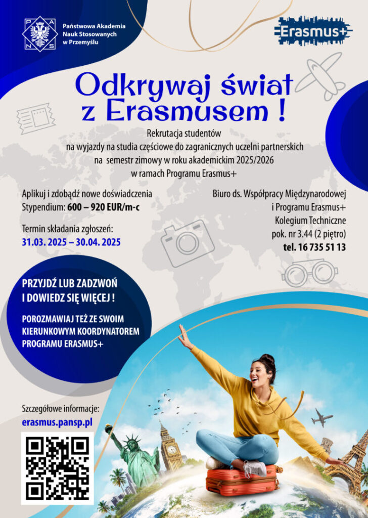 REKRUTACJA w ramach programu Erasmus+ na semestr zimowy 2025/2026