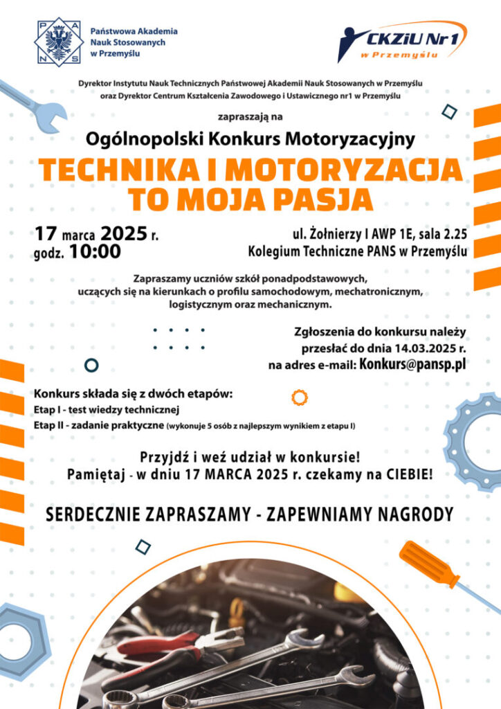 Ogólnopolski Konkurs Motoryzacyjny TECHNIKA I MOTORYZACJA TO MOJA PASJA