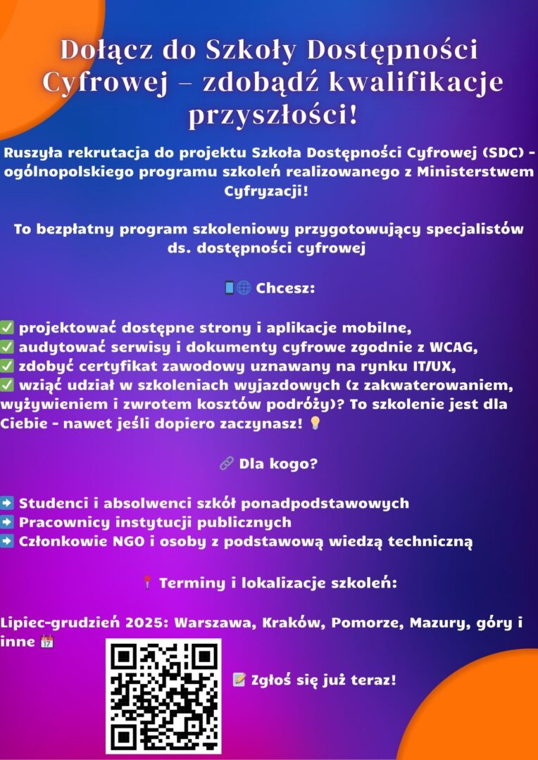 Dołącz do Szkoły Dostępności Cyfrowej – zdobądź kwalifikacje przyszłości!