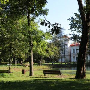 widok na Pałac Lubomirskich z parku