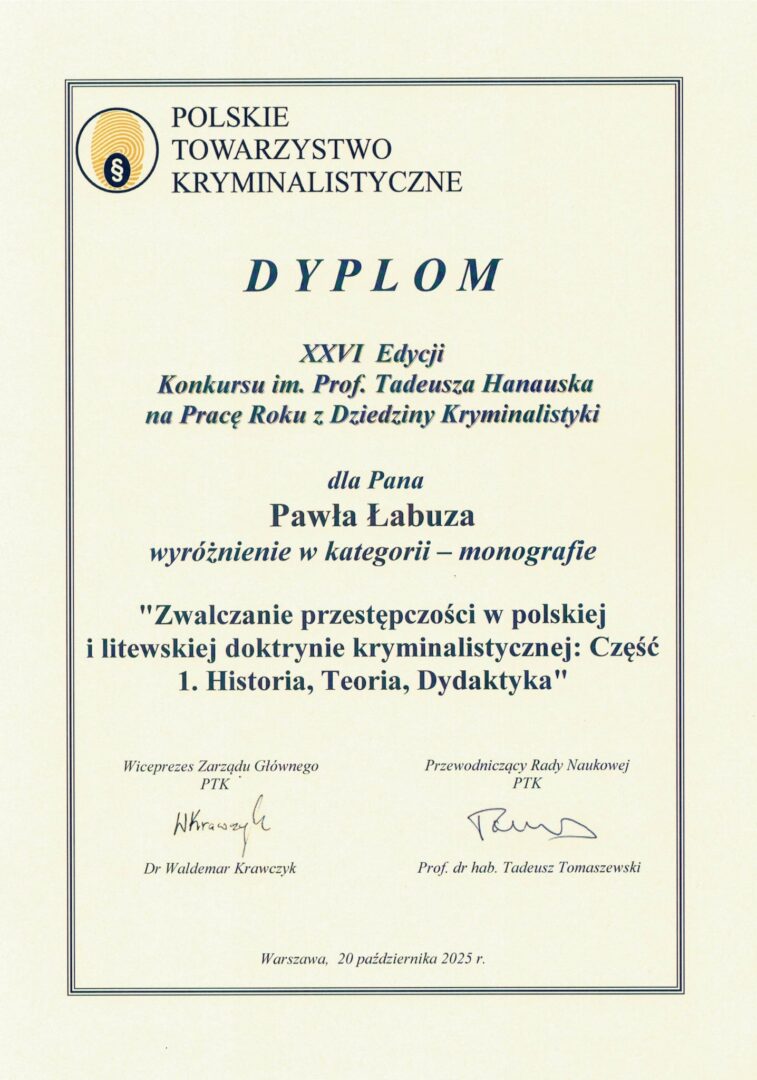 Dziekan Wydziału Nauk Społecznych, Humanistycznych i Ochrony Zdrowia – dr Paweł Łabuz – nagrodzony!