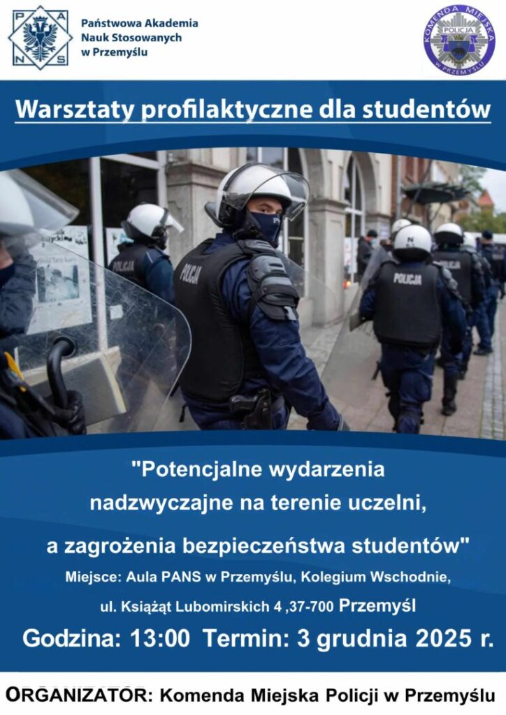 Warsztaty profilaktyczne dla student&oacute;w Komendy Miejskiej Policji w Przemyślu
