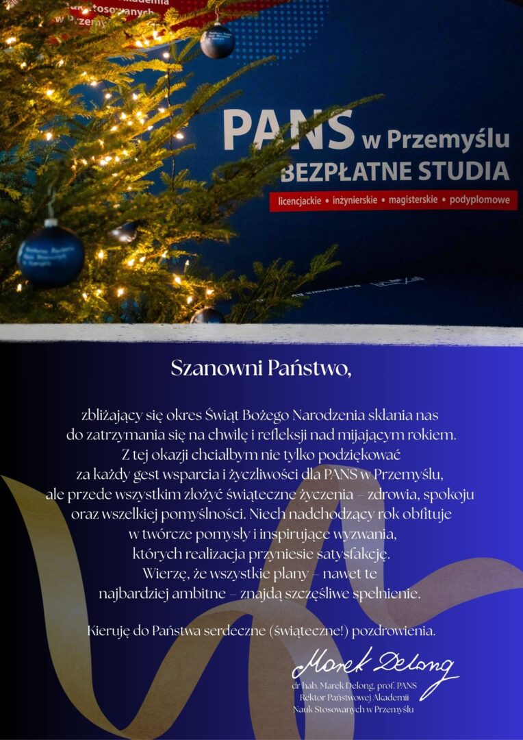 Życzenia świąteczno-noworoczne od JM Rektora dr. hab. Marka Delonga, prof. PANS