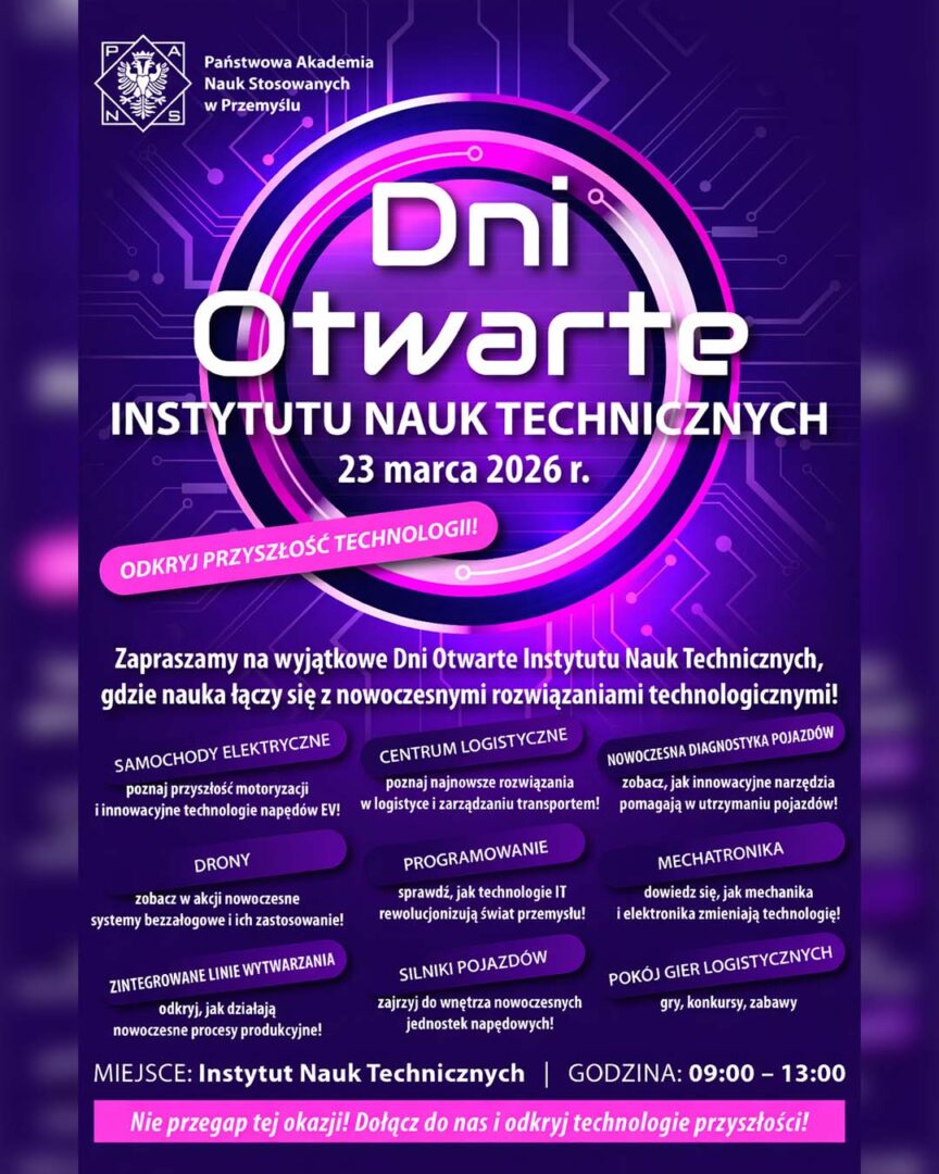 Dzień Otwarty Instytutu Nauk Technicznych PANS w Przemyślu – zapraszamy!