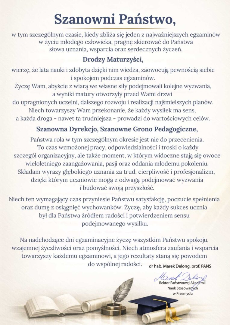 Matura 2026 &ndash; życzenia dla maturzyst&oacute;w i nauczycieli