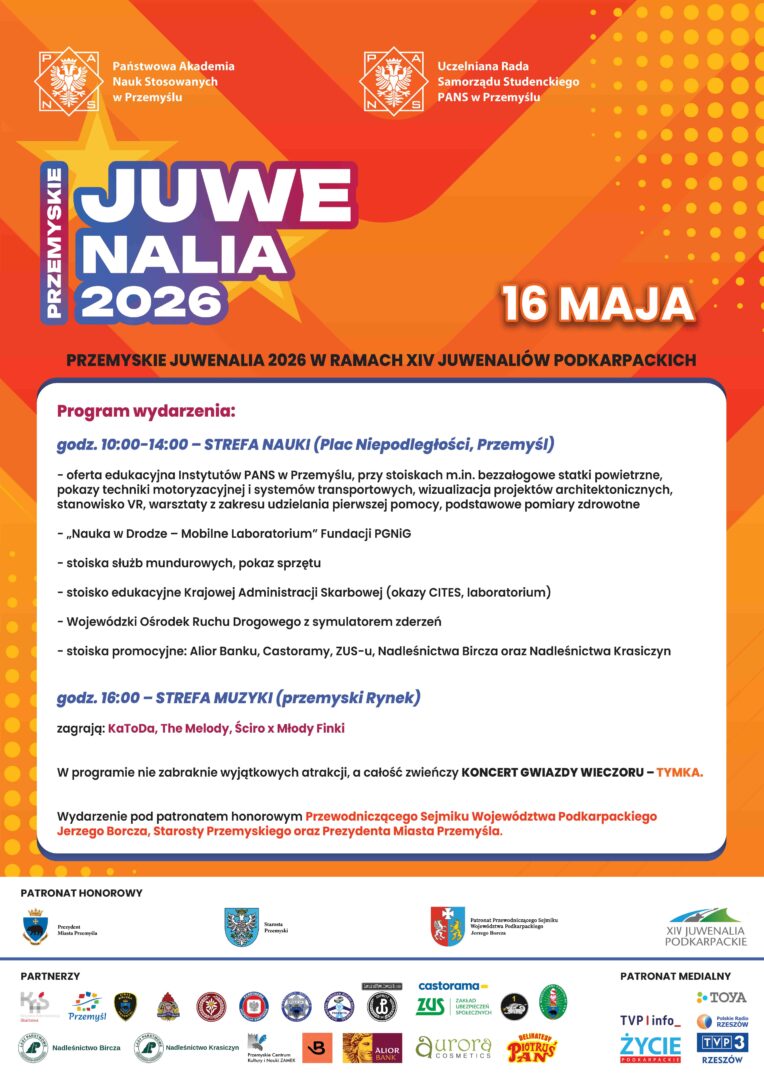 PRZEMYSKIE JUWENALIA 2026 w ramach XIV Juwenaliów Podkarpackich – ZAPRASZAMY!