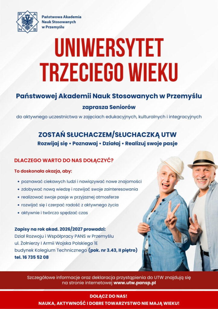 Uniwersytet Trzeciego Wieku PANS w Przemyślu &ndash; zapisy na rok akademicki 2026/2027