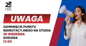 UWAGA! 30 września Punkt Rekrutacyjny PANS będzie otwarty do godz. 12:00